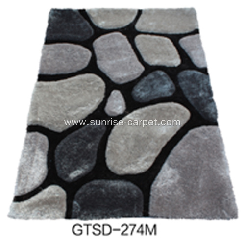 Soft & silk shaggy with 3D design carpet
